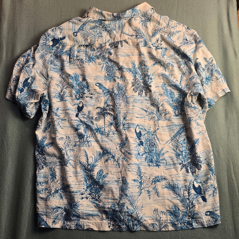 Tommy Bahama Mens 2XLB Blue White Silk Tropical Parrot Toucan Camp Shirt 2XL Big - Picture 13 of 15